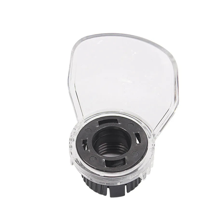 Transparent plastic Delta grinder horn cover with 17.5-19mm thread port for safety.