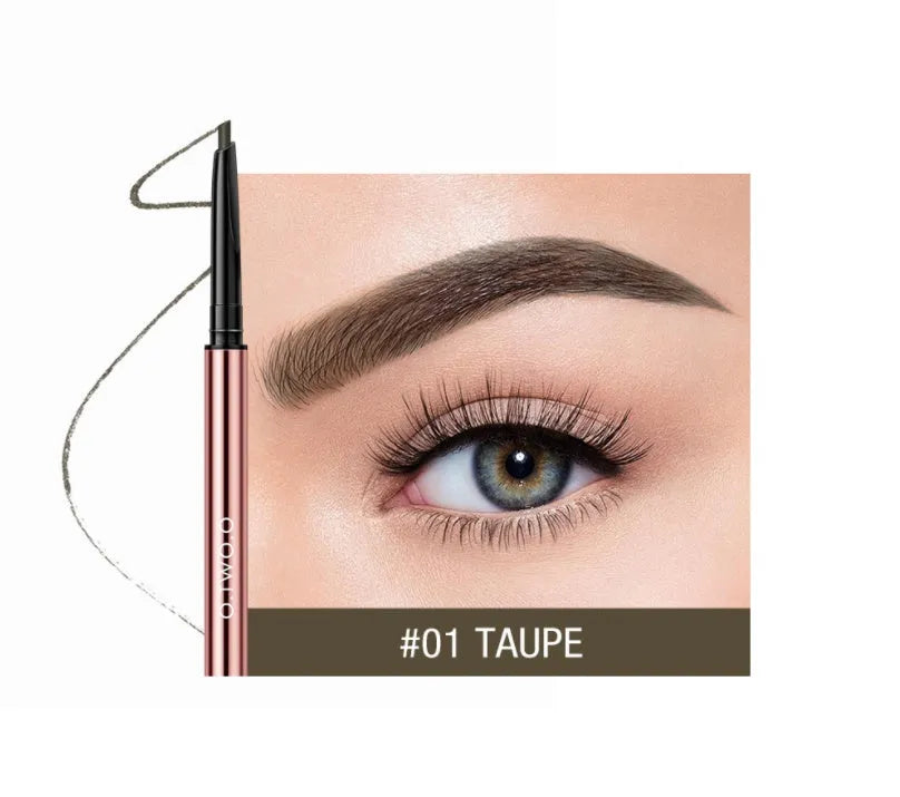 Eye brow make-up pencil in colour box with refillable sharpener and six shade options