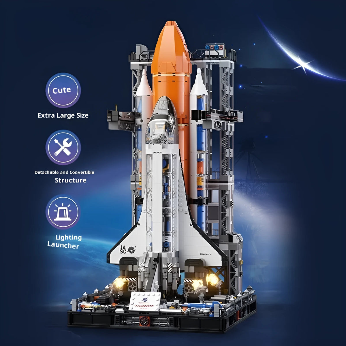 Super Space Shuttle small particle plastic building blocks set with flash function for ages 7-14