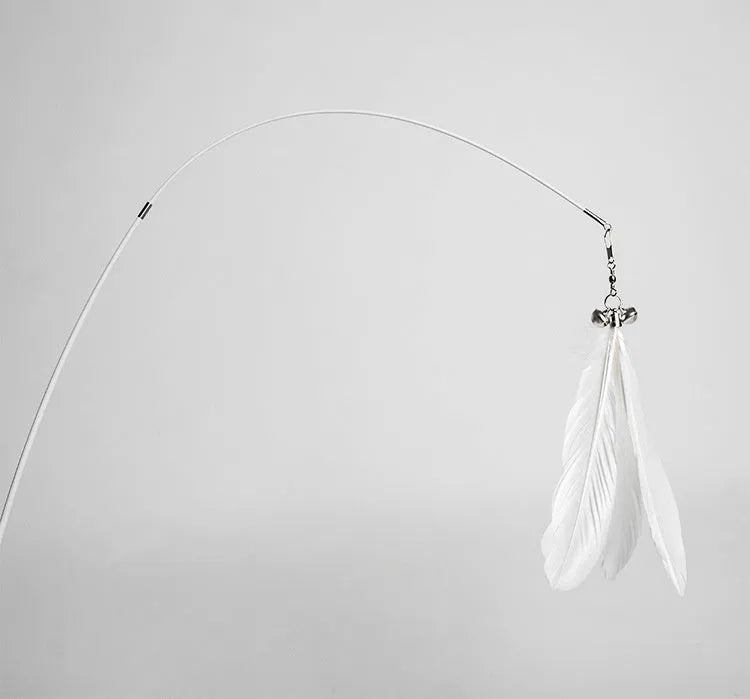 Telescopic cat fishing rod toy with feather teaser and bell, extended to 80cm