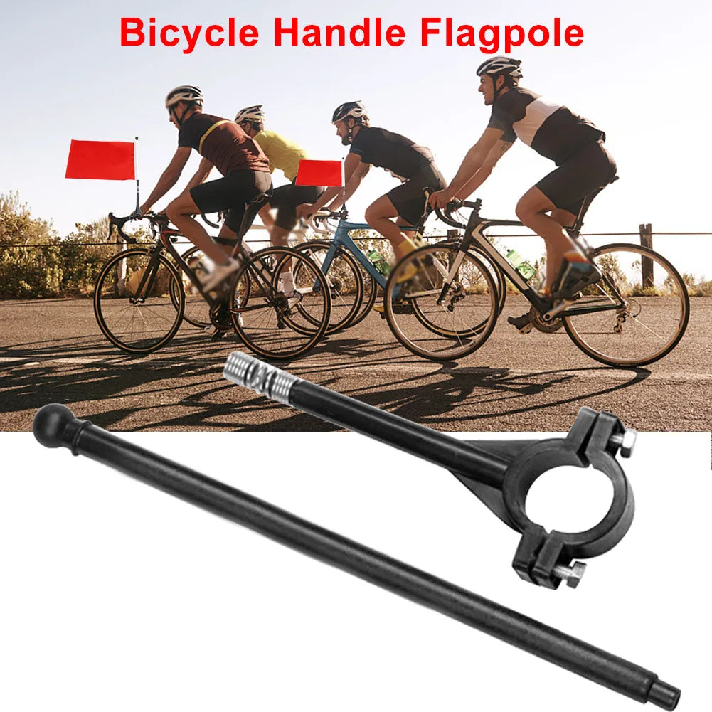 Square polyester car flag attached to a white plastic handlebar flagpole.