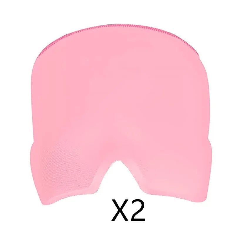Black cooling gel eye mask for headache relief on a white background.