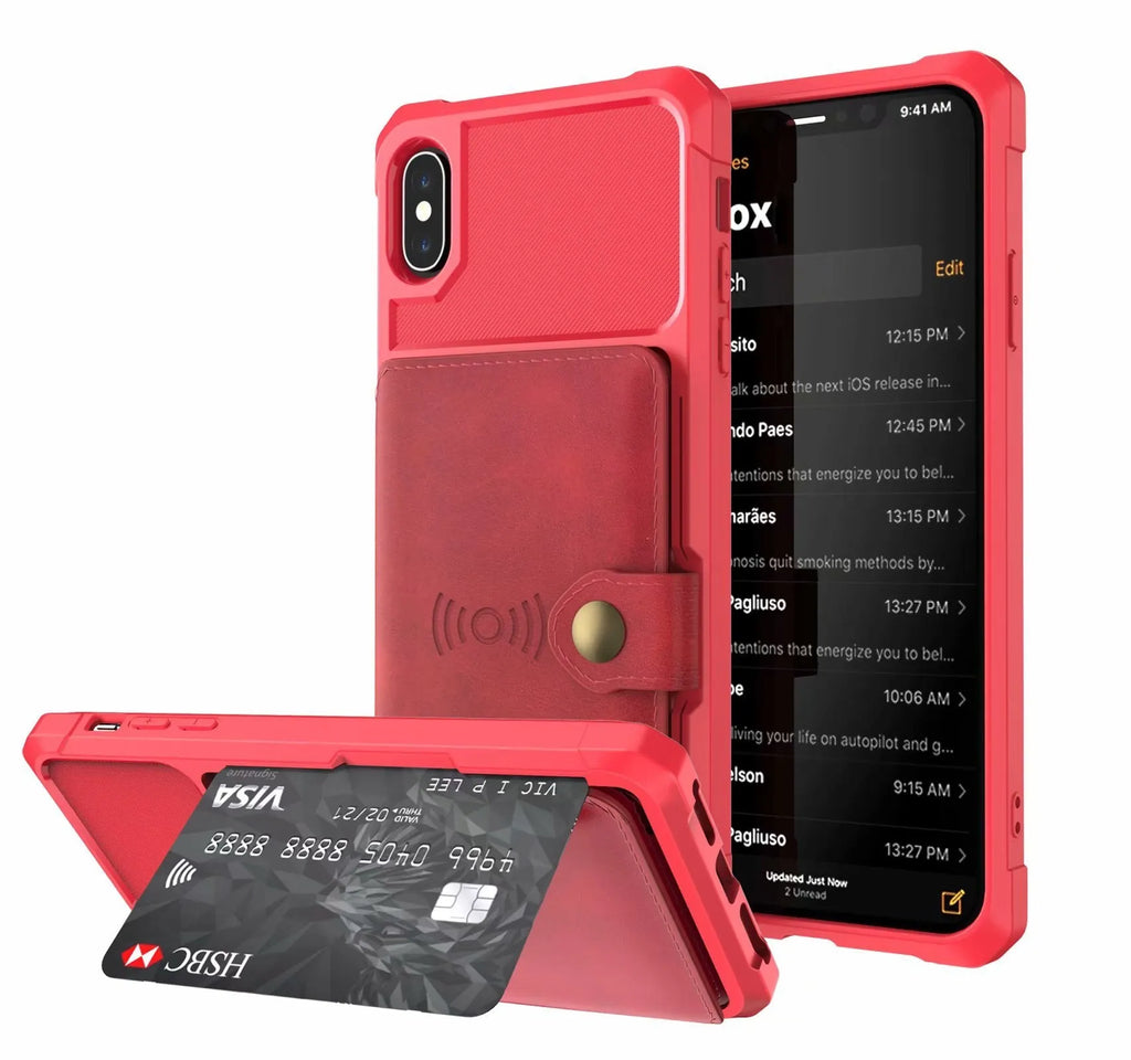 Geometric pattern PU mobile phone case in black, shown on an iPhone