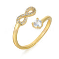 Open geometric alphabet ring with zircon stone in gold rose gold or silver plating showing letter selection