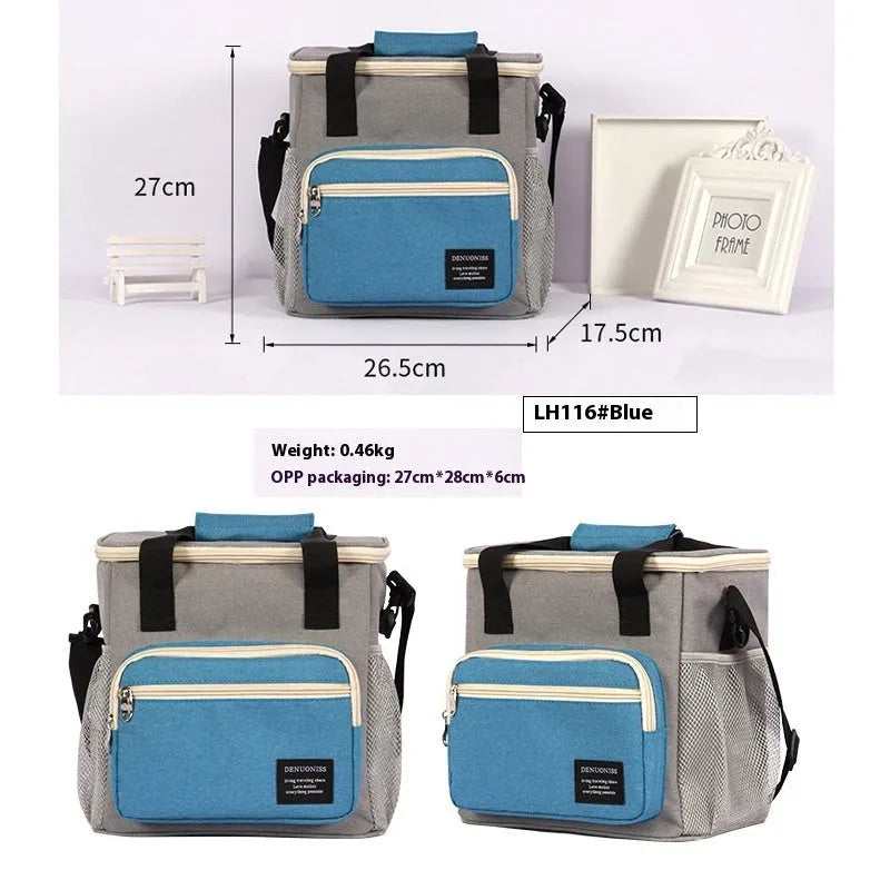Insulated lunch bag in blue 900D Oxford cloth with thermal cooling for food storage