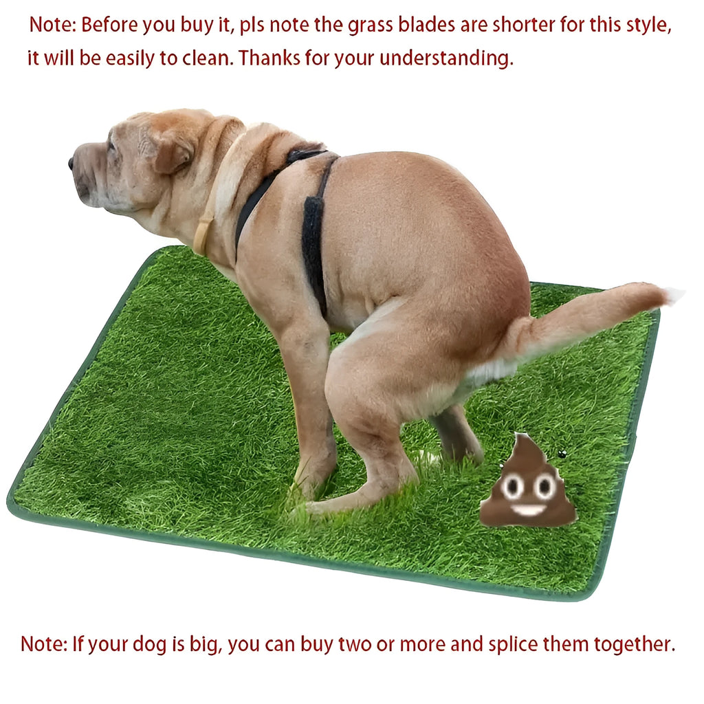 Artificial grass dog and cat toilet training mat in small, medium, and large washable sizes.