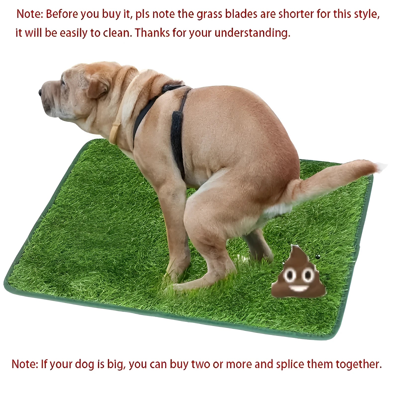 Artificial grass dog and cat toilet training mat in small, medium, and large washable sizes.