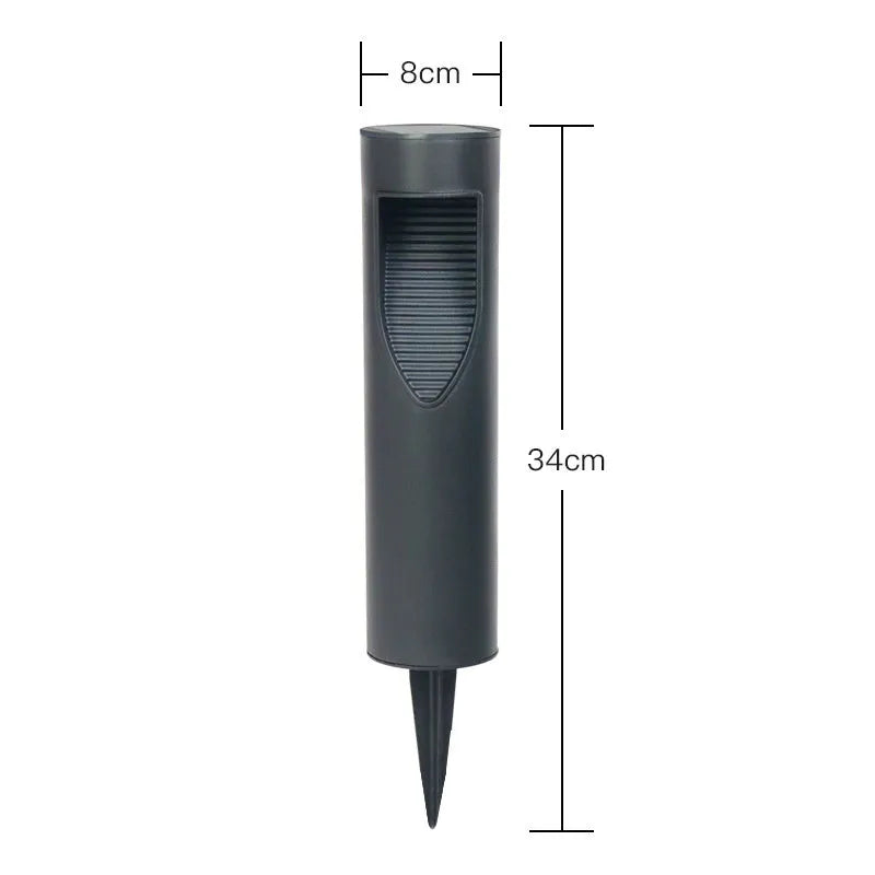 Black geometric solar garden light with stainless steel construction for outdoor decoration