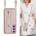 Samsung A54 5G leather phone case with matching lanyard in black, brown, purple, rose gold, wine red colours