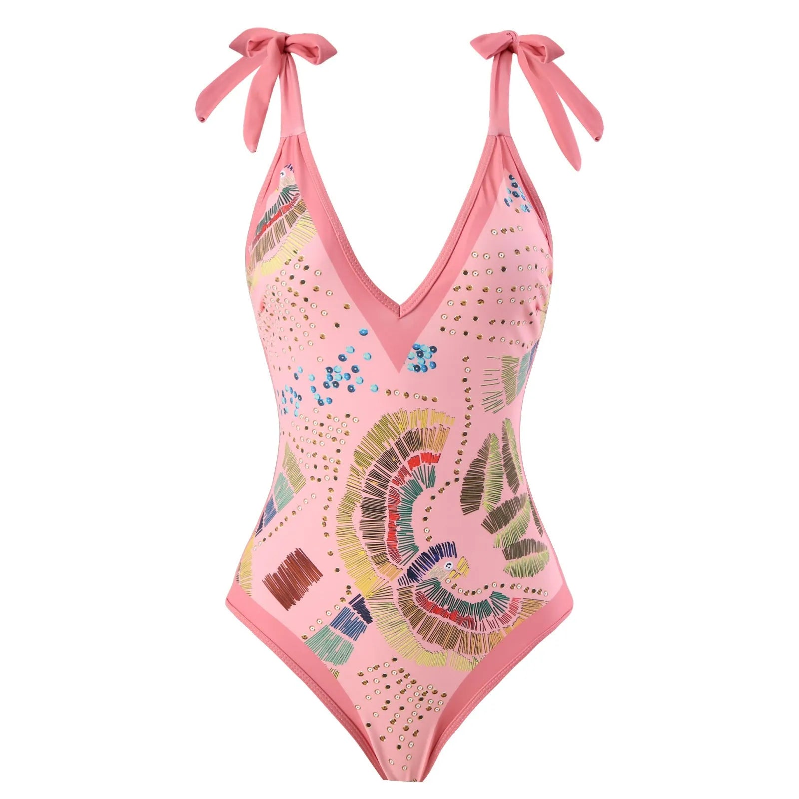 French retro one-piece swimsuit with matching gauze skirt in blue or pink colour options