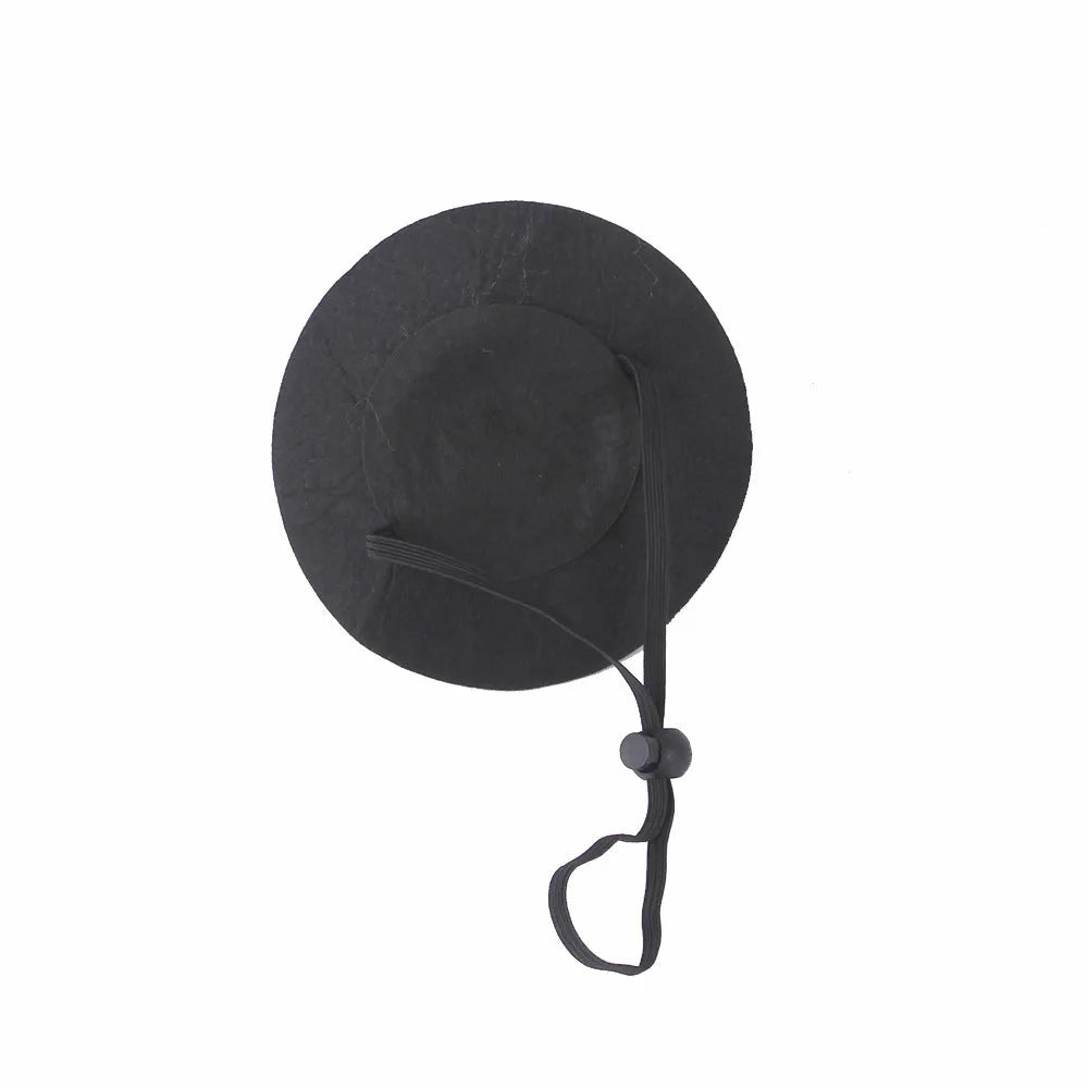 Pet cat wearing Halloween pumpkin hat costume with embossed cloth design
