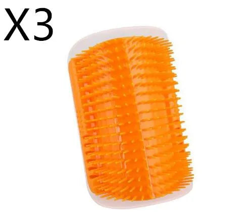 Cat self-grooming brush with mint pad, blue colour, 9x13cm size, on light background