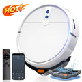 Smart vacuum cleaner robot in black or white colours with brushless motor for automated floor cleaning