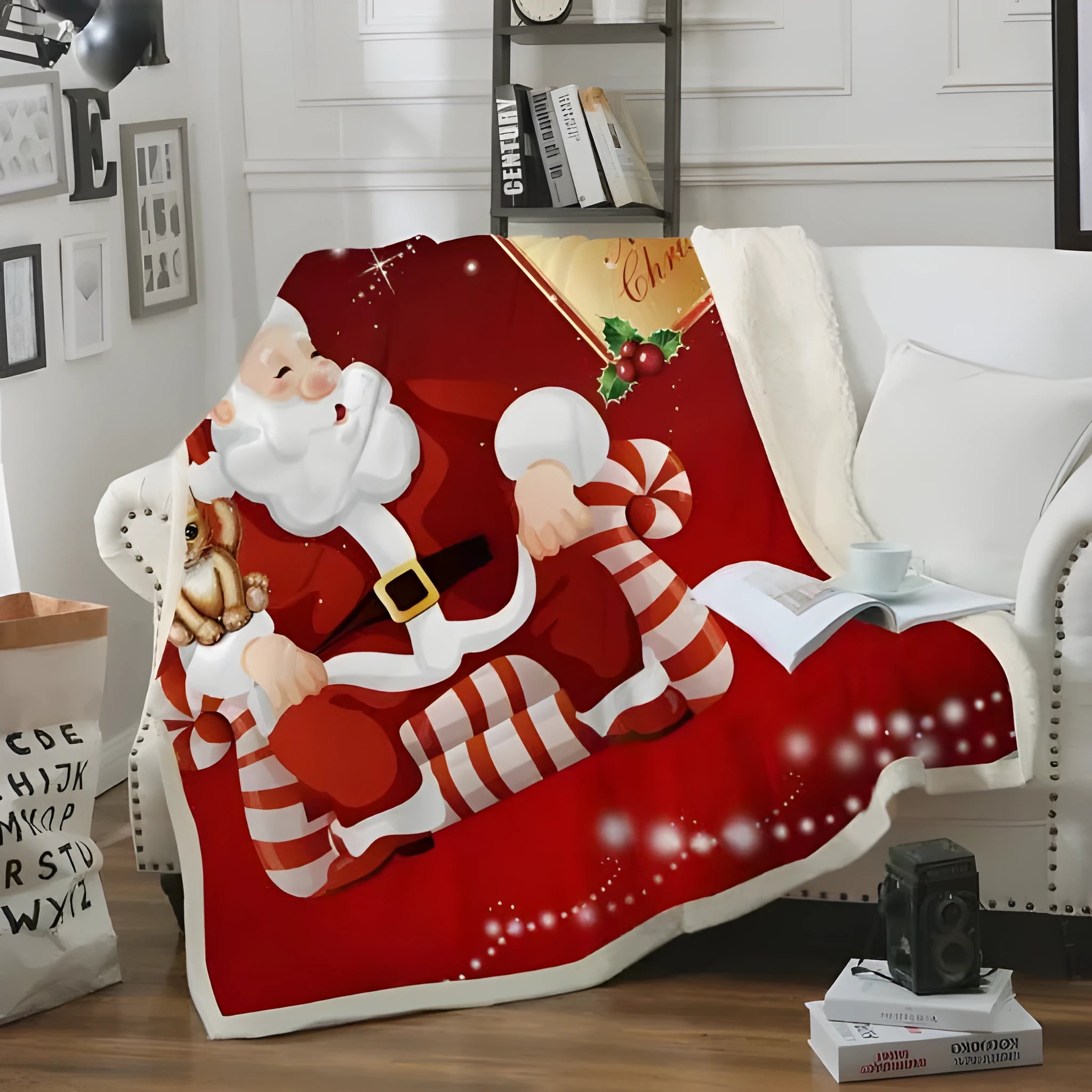 Christmas Autumn Winter Warm Sofa Blanket Flannel Coral Fleece HD Printing Modern Minimalist Style 150x100cm 150x130cm Polyester Fibre Throw Decorative Home Tapestry