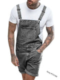 Youth denim suspender shorts in black with mid waist fit and straight leg styling