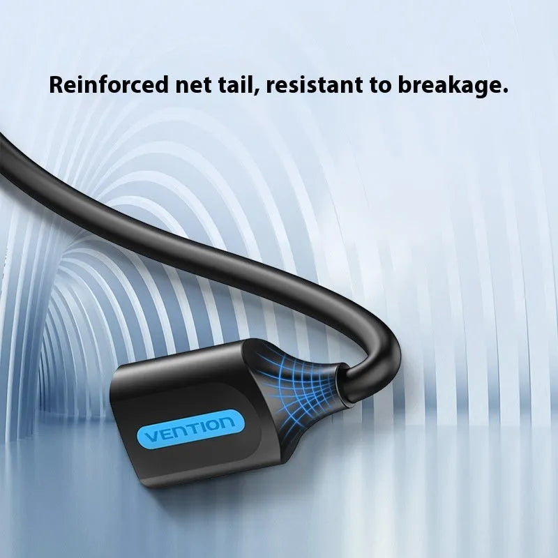 Black USB A Male to AM extension cable with straight head connectors showing length options from 0.5 to 5 metres