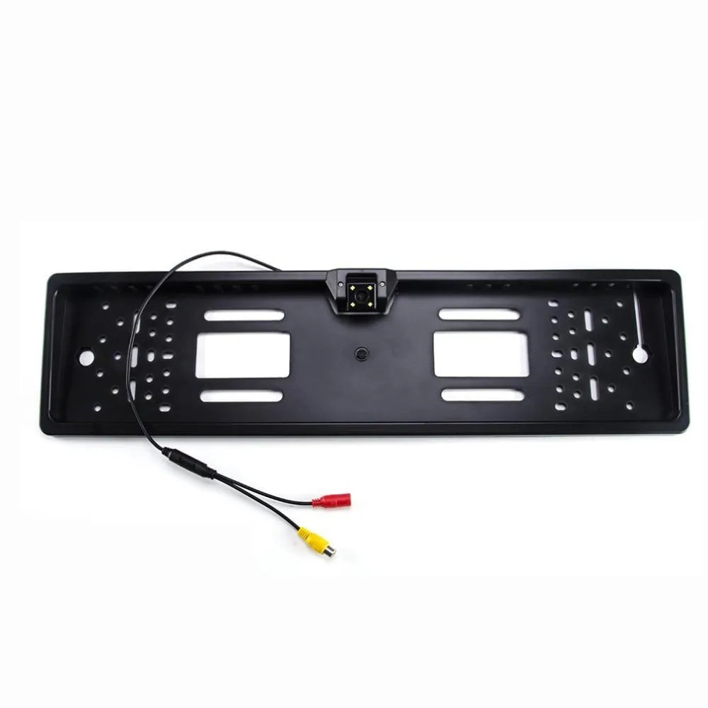 European license plate reversing camera with 4 LED lights for night vision, black colour, CMOS sensor