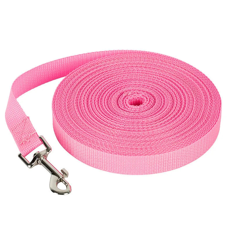 Nylon long rope pet leash in five colours, three sizes, for dog walking and training