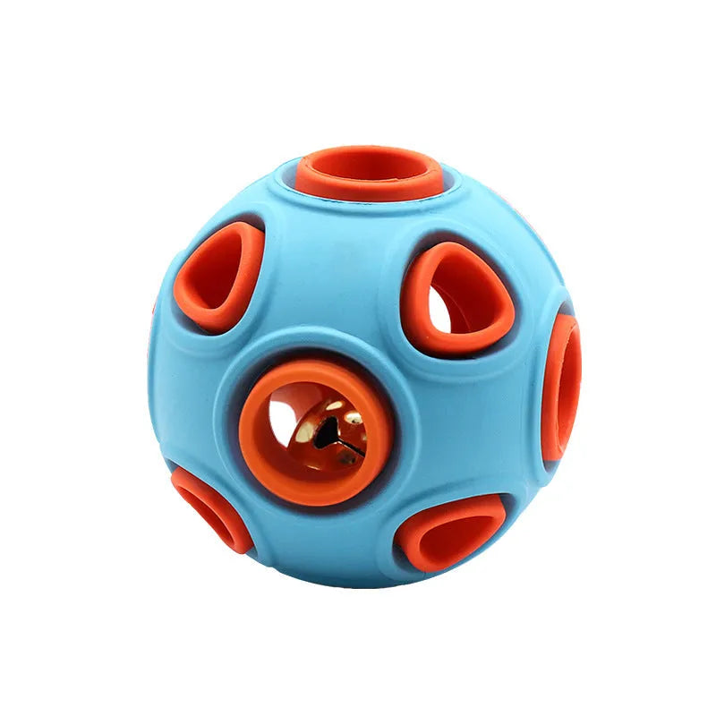 Luminous sounding dog toy ball in rubber with blue glow effect, medium size