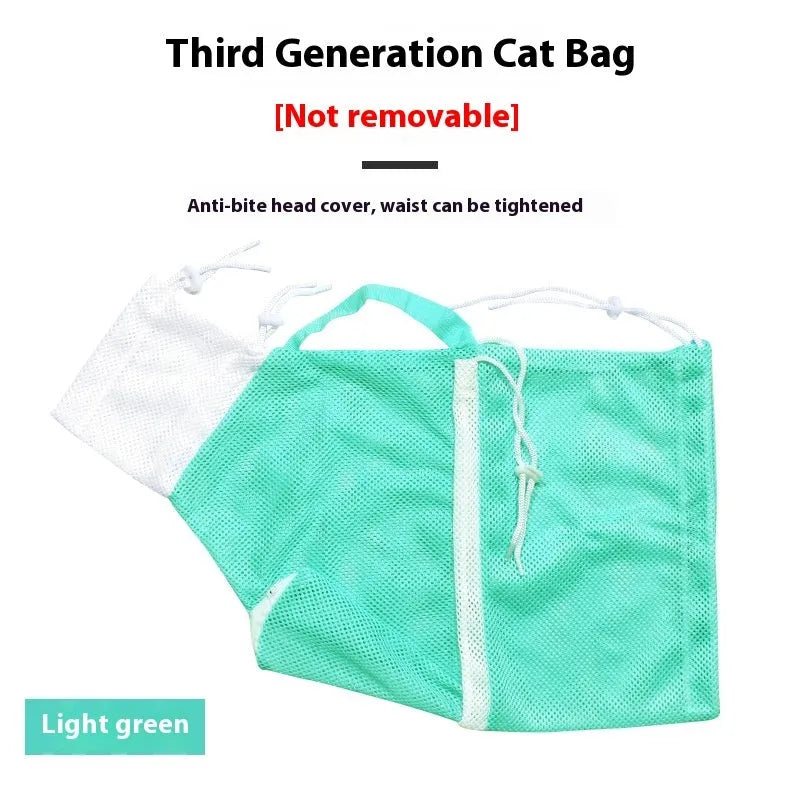 Fifth-generation upgraded cat grooming bag in pink white colour with detachable design for pet washing