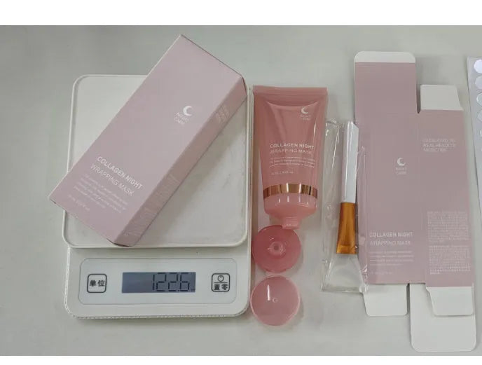 75ml collagen night face mask bottle with application brush for firming and hydration