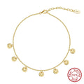 S925 sterling silver anklet with round geometry design and adjustable clasp in gold or platinum finish