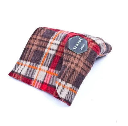 U-shaped convex neck support pillow and scarf in black, gray, navy, or red colours.