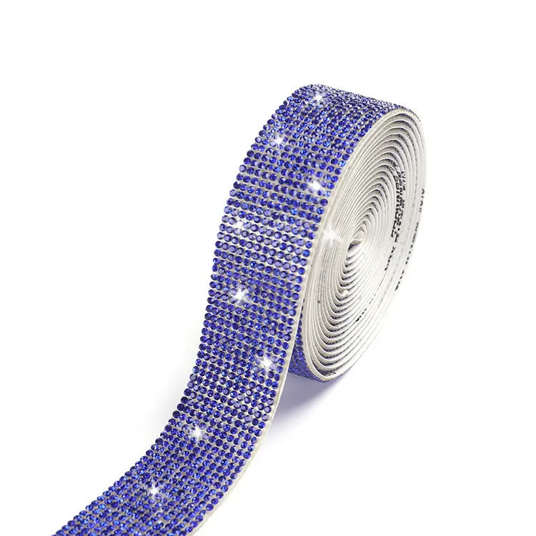 Self-adhesive glass water drill strip for clothing decoration in white and AB colour options