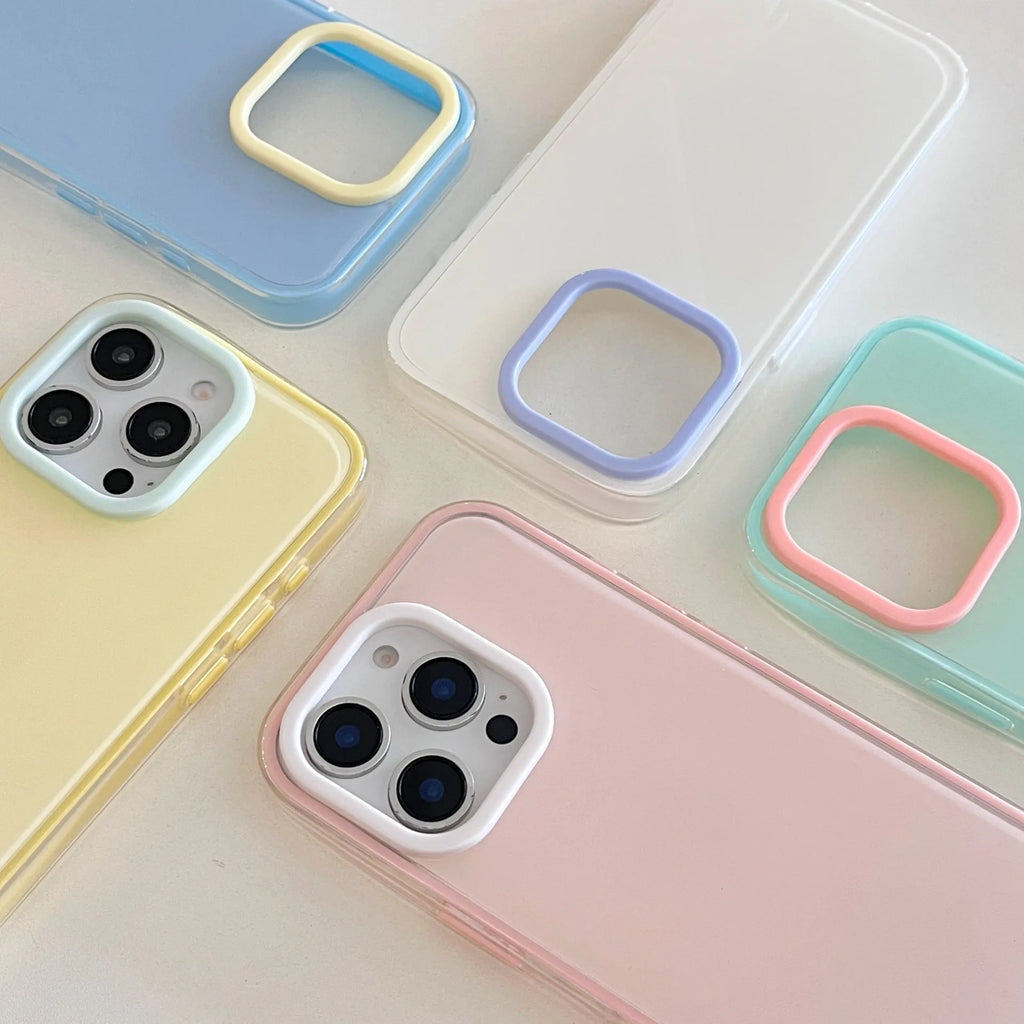 Simple blue jelly shell TPU phone case on an iPhone, showing all-inclusive design.
