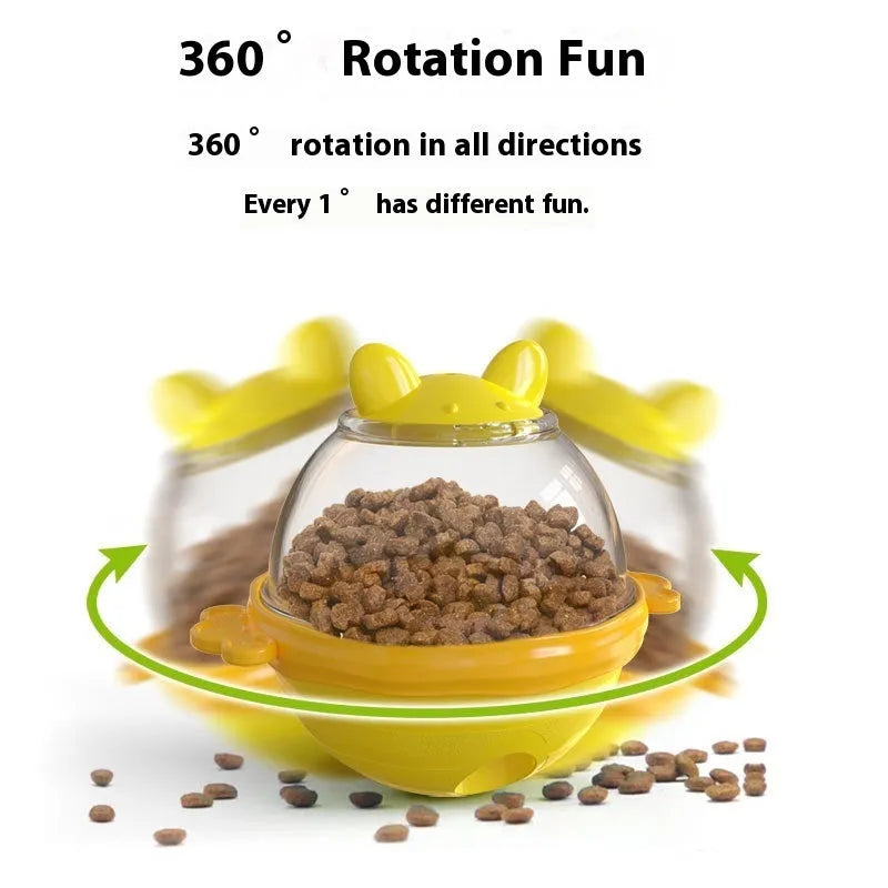 Lake blue TPR dog food dispenser tumbler toy for slow feeding and mental stimulation