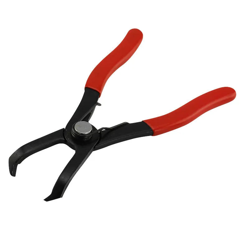 Red round nail removal pliers with PVC handles showing 0-26mm adjustable opening for interior door panel work