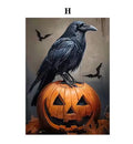 Canvas wall art showing pumpkin Halloween decoration with ghost tea party scene, three sizes available