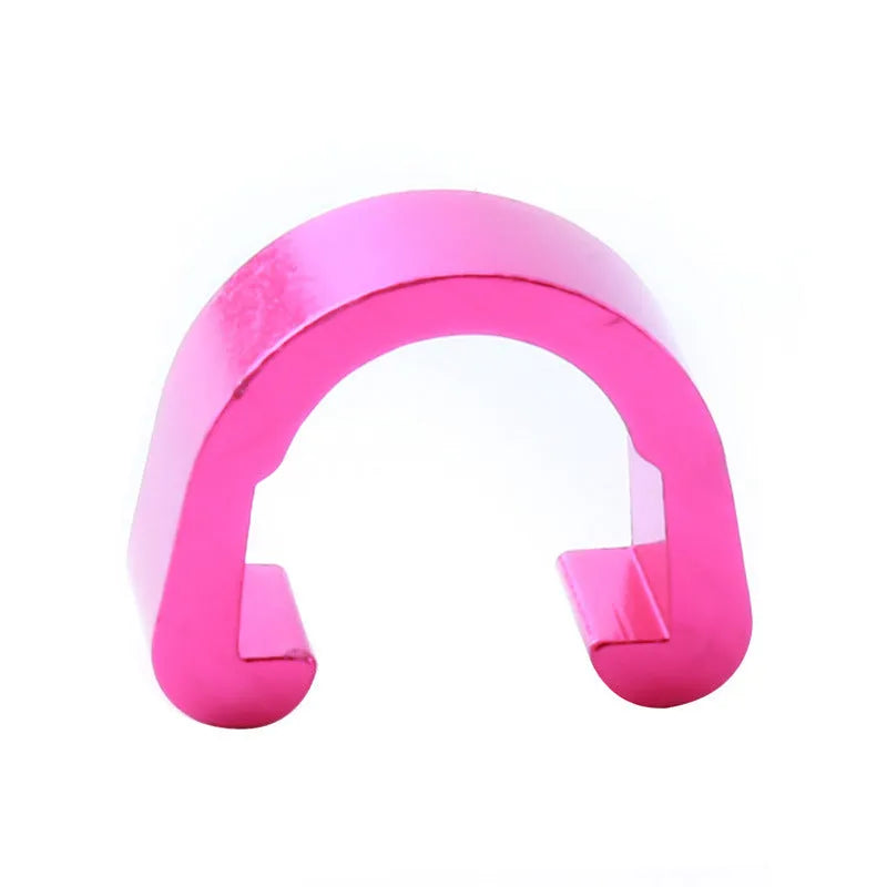 Aluminium alloy C buckle in assorted colours, showing dimensions of 10.2mm by 13mm.