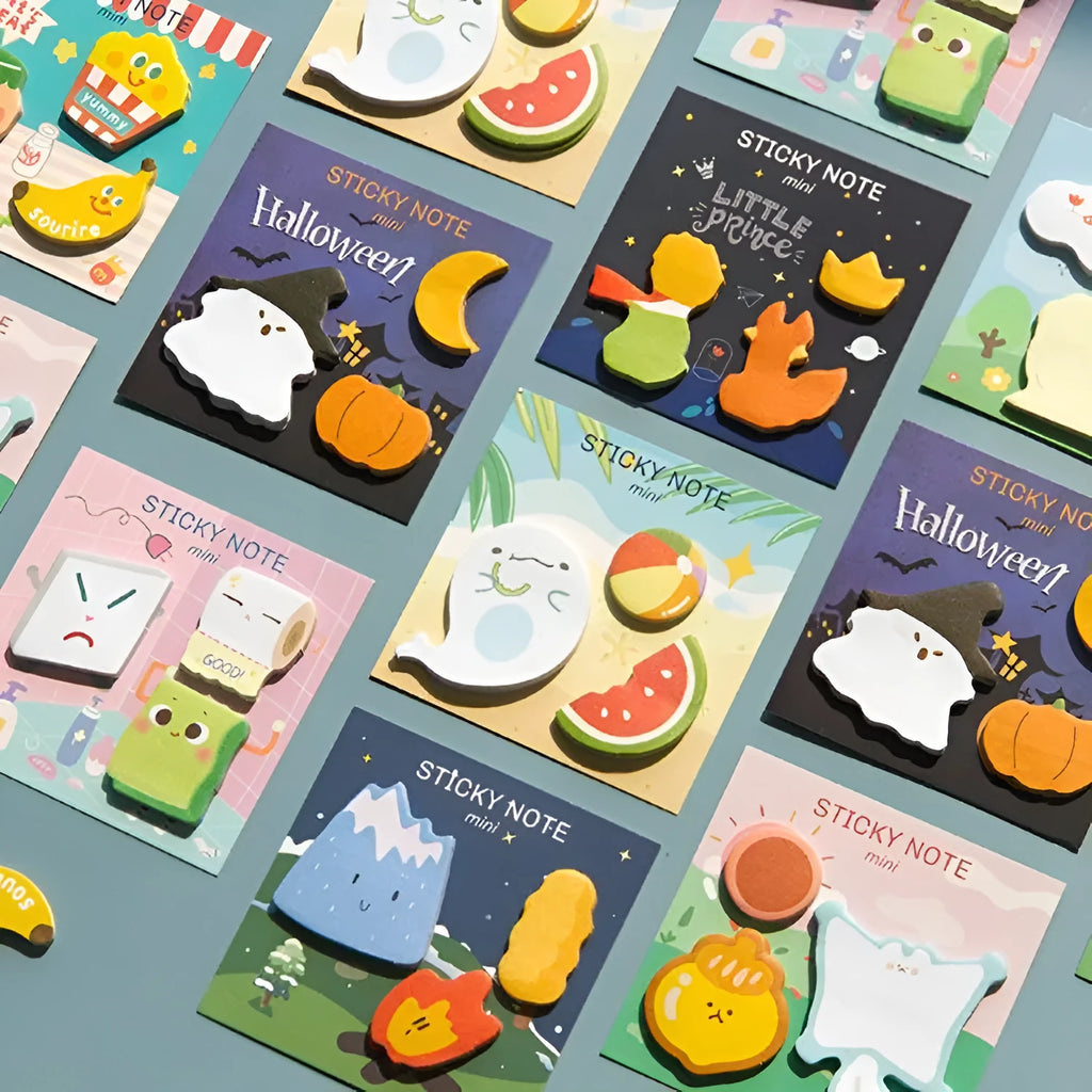 Halloween pumpkin pattern post-it notes in square 90mm format with seasonal messages