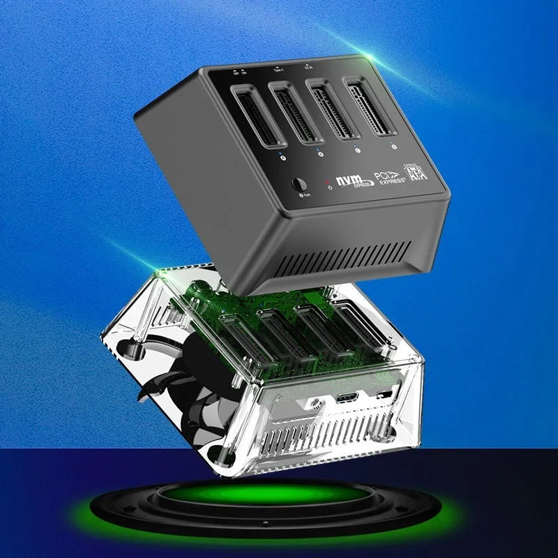 M2 dual protocol SSD aluminium alloy heatsink enclosure measuring 90x78x34mm