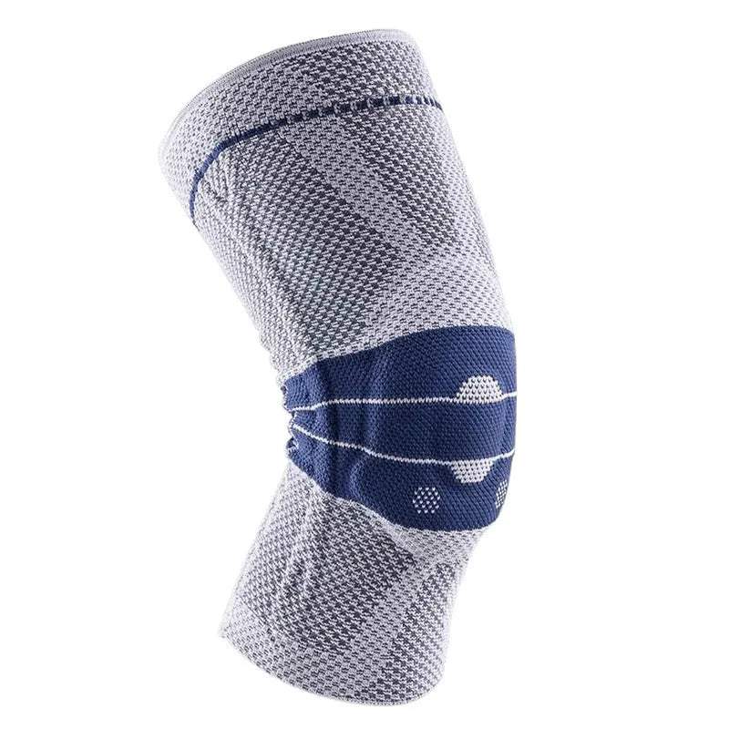 Adult basketball sports kneecaps in nylon-spandex material showing black and blue colour option