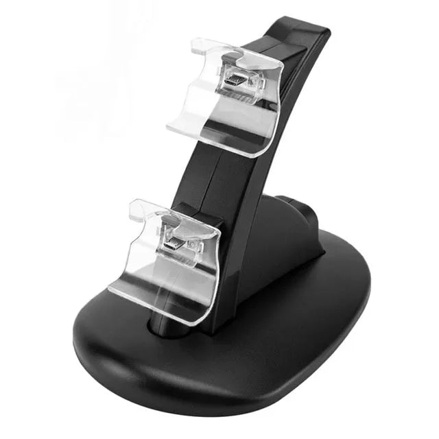 Black Xbox One dual controller charging station showing two gamepads docked.