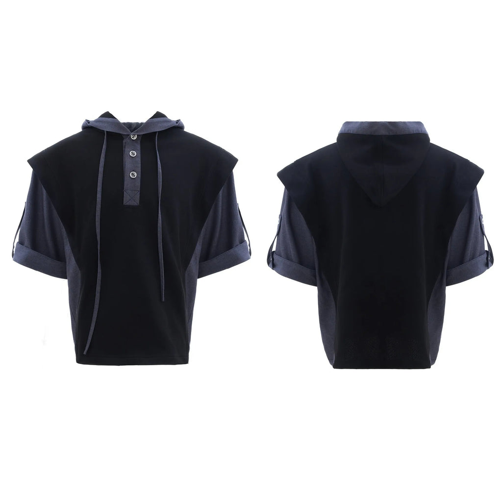 Heavy industry sports leisure suit set showing hooded polyester sweatshirt with three-dimensional stitching and matching trousers
