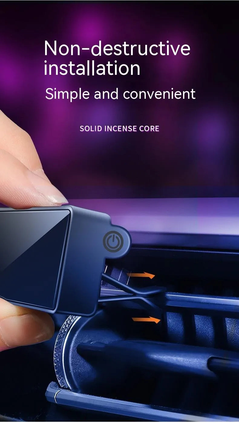 Black car vent aromatherapy diffuser with LED light and fragrance sticks