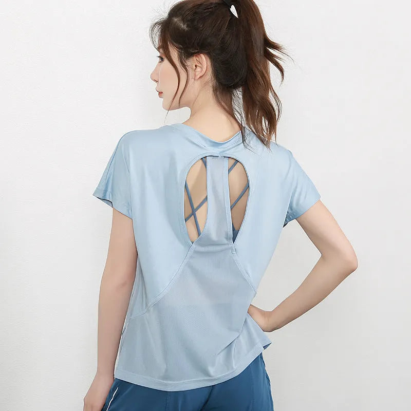 Women's short sleeve sports T-shirt in polyester available in multiple colours for athletic activities