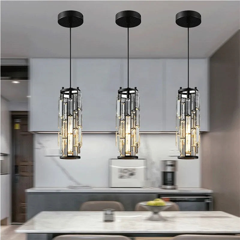 Industrial style LED single head droplight in black, chrome, or gold finish for bedside or restaurant lighting