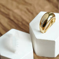 S925 sterling silver geometric ring for women in yellow gold colour with diamond treatment, US sizes 6 to 10
