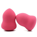 Pink hydrophilic non-latex makeup sponge for foundation application, shown wet and dry