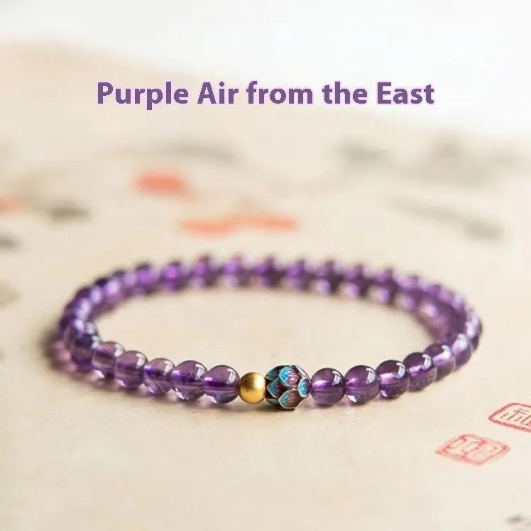 Purple lotus Chinese retro style bracelet for women with mixed material construction
