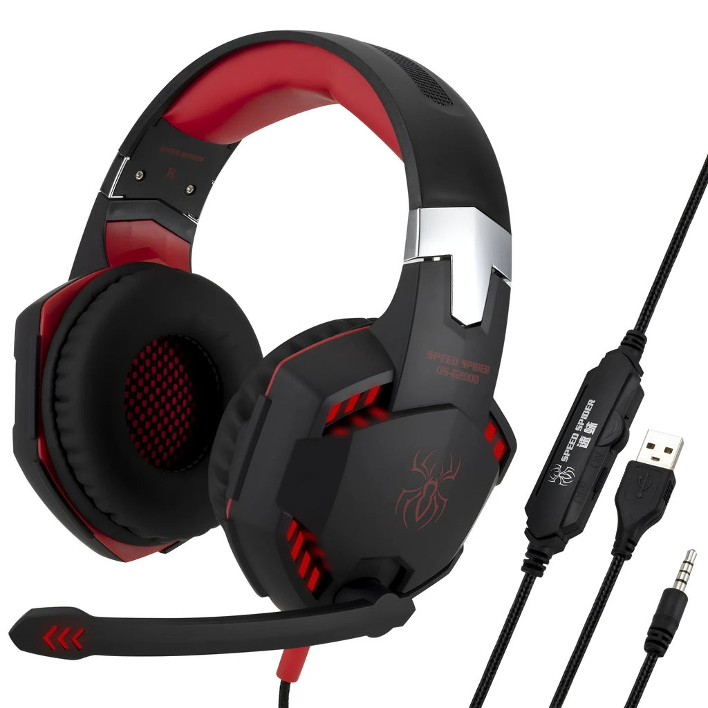 Speed Spider G2000 over-ear headphone with PU earmuffs and 3.5mm plug in Black Blue finish