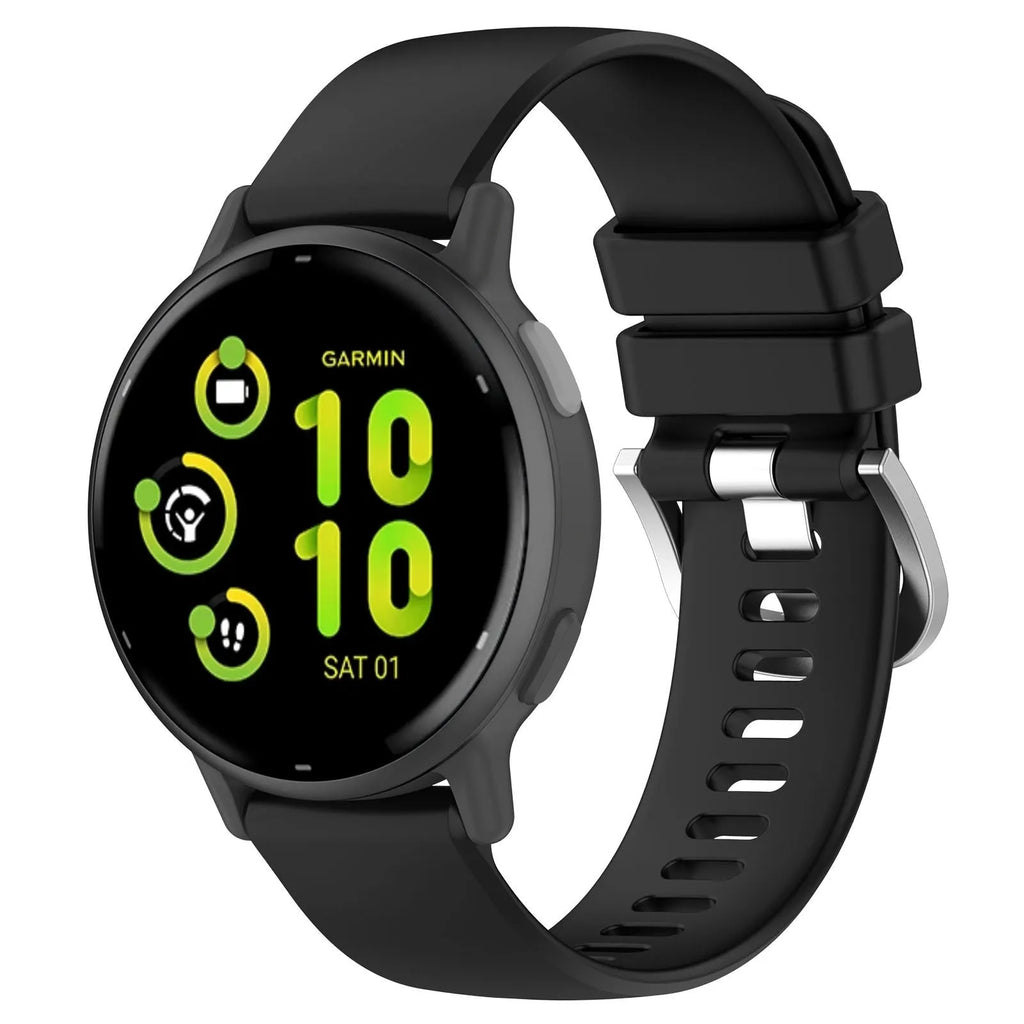 Jiaming watch silicone sports strap in glossy finish showing colour and width options