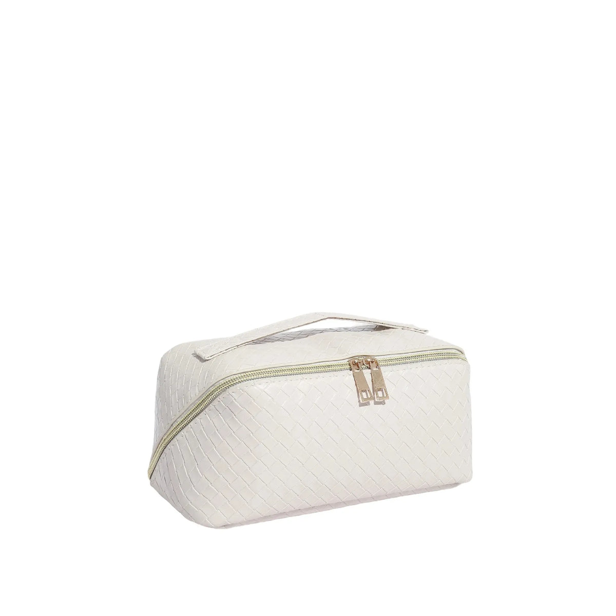 Waterproof PU storage bag in white, large capacity multifunctional washing bag for cosmetics, breathable design