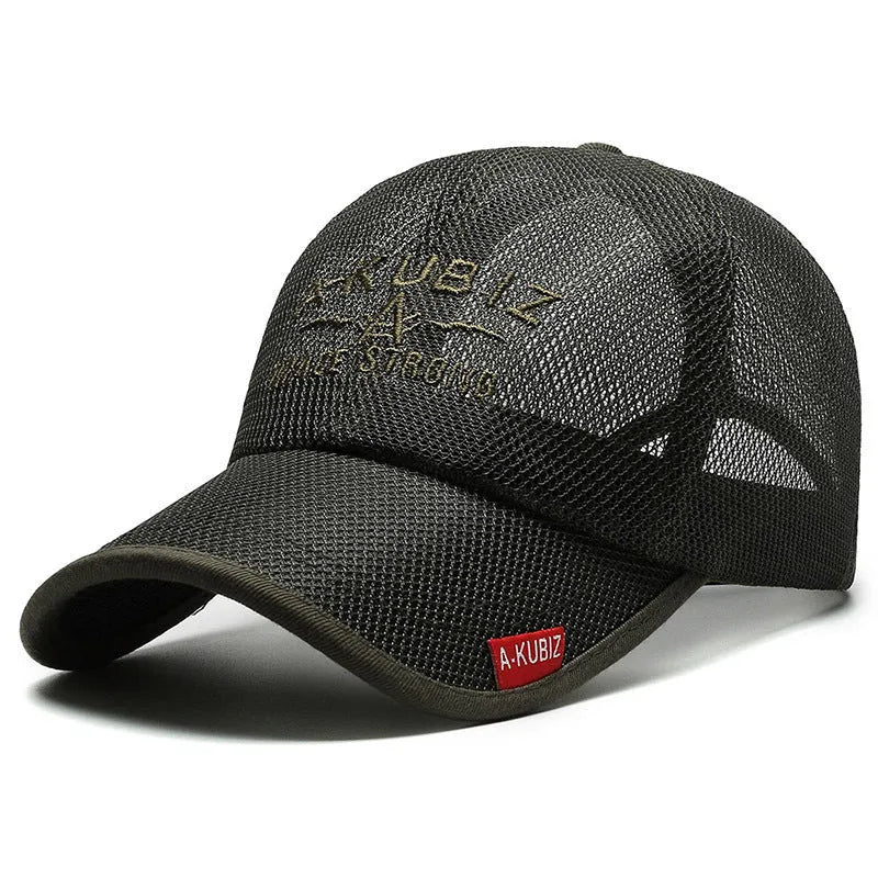 Men's adjustable mesh baseball cap in dome crown style with cotton fabric