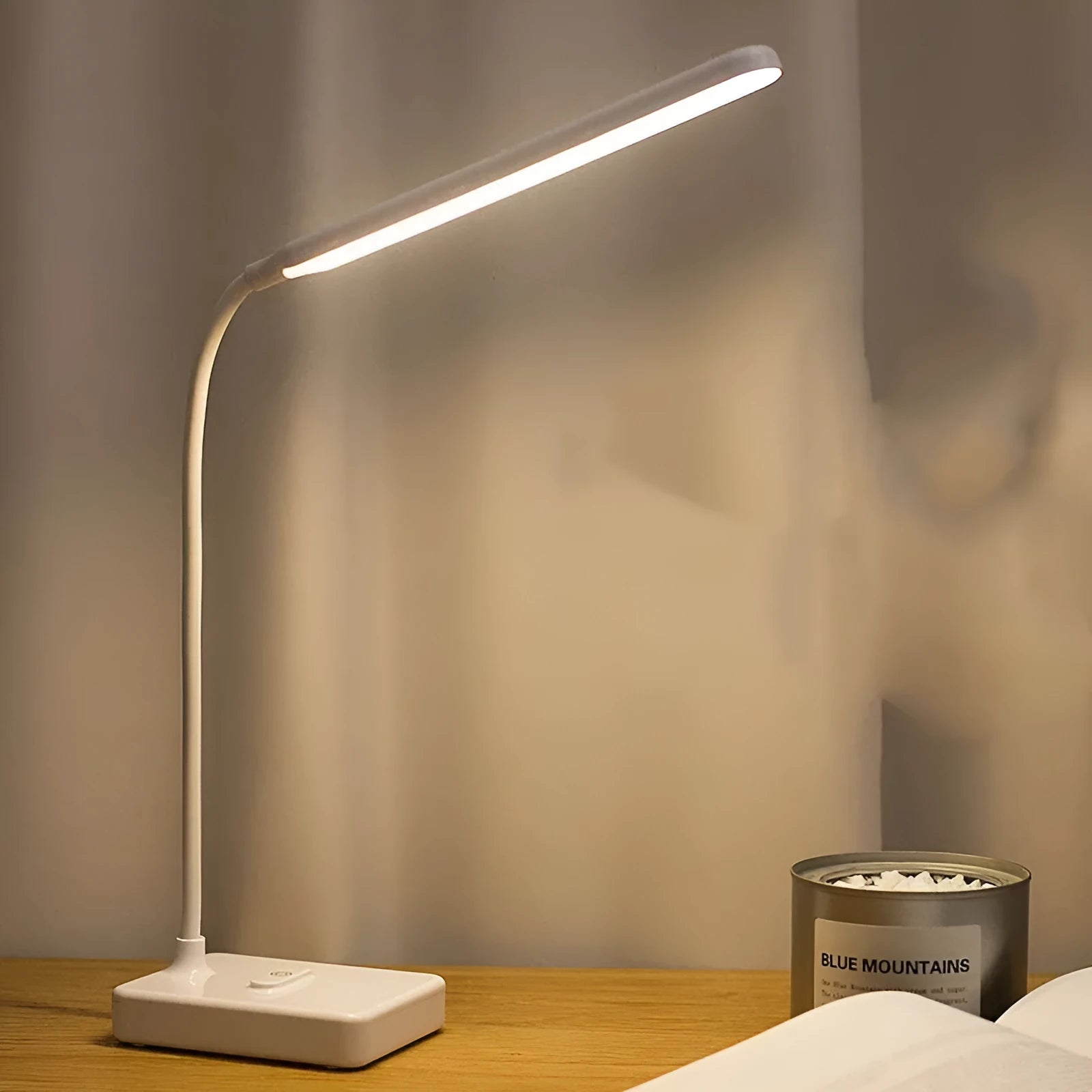LED eye lamp with touch switch modern simple design plastic lampshade white colour