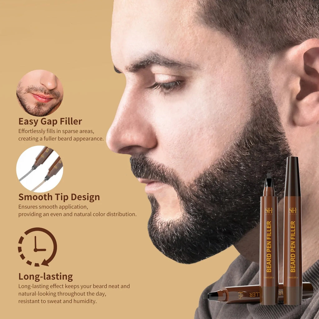 Men's sweatproof eyebrow pencil for beards and hairlines in black packaging